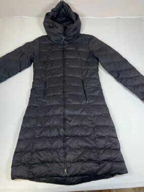 Patagonia Women M Black Down With It Hooded Parka Full Zip Quilted Puffer Jacket